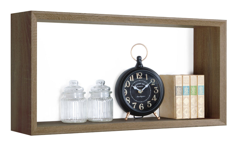 Mensola Cubo da Parete 70x35x15,5 cm in Fibra di Legno Artù Noce Segato