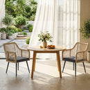 Set 2 Sedie da Giardino 54x65x80 cm con Cuscini e Braccioli in Acciaio e Rattan PE Grigio Scuro      