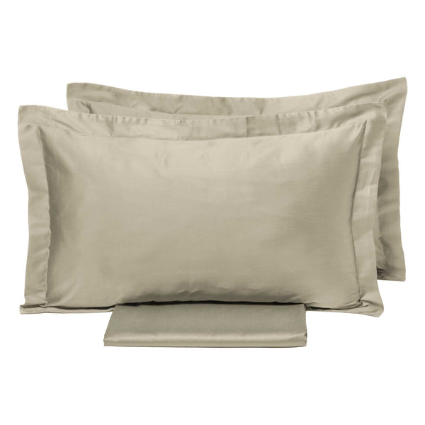 Bettbezug für Doppelbett mit Tasche und Kissenbezügen, einfarbig Garrini Clarice Sand sconto