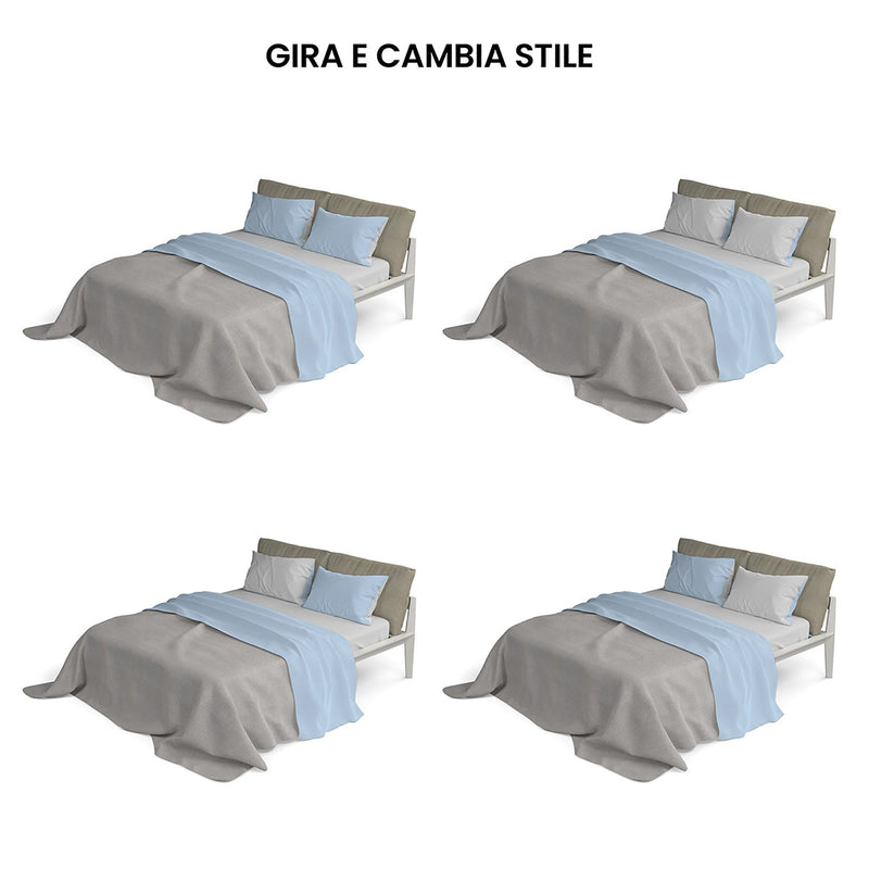 Set Lenzuola Sopra Sotto e Federe Doubleface Azzurro\/Grigio Chiaro Varie Misure
