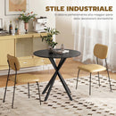 Tavolo da Pranzo Rotondo Stile Industriale Ø80x75 cm con Piano in Truciolare e Gambe a Croce in Acciaio Nero      