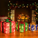 Set 3 Pacchi Regalo Natalizi Luminosi 25-20-15 cm con LED Bianco Caldo e USB Multicolore      