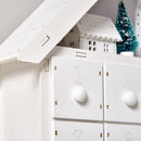 Calendario dell'Avvento  39x9x42 cm 24 Cassetti Villaggio di Natale con Alberi e Luci Bianco