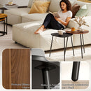 Set 2 Tavolini da Salotto Impilabili con Telaio in Metallo Noce e Nero      