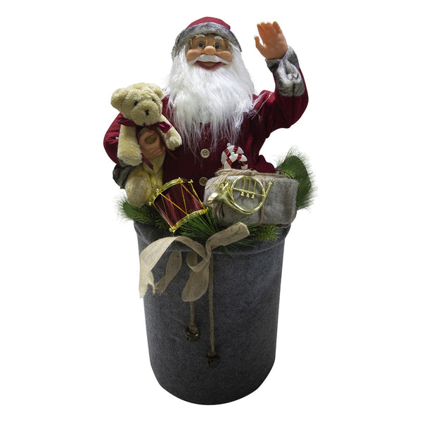 Weihnachtsmannpuppe H80 cm mit Lichtern und roter und grauer Bewegung acquista