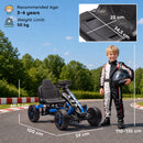 Go Kart a Pedali per Bambini 3-6 Anni 50 kg Portata con Portabicchieri e Ruote in EVA Antiscivolo Blu      