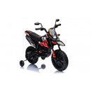 Moto Elettrica per Bambini Aprilia RX-125 Small 12V Cross Sedili In Pelle Luci Led Bluetooth Sospensioni a Molla Rosso