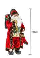 Pupazzo Babbo Natale con Gilet Verde 80 cm in Tessuto e Resina