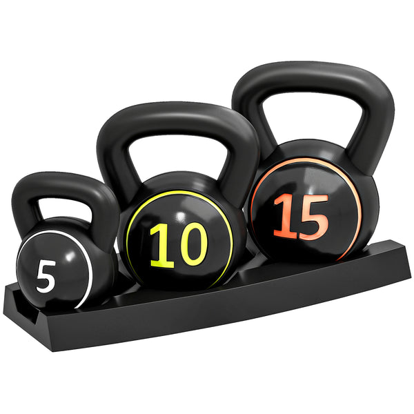 Set Kettlebell Palestra 2,2- 4,5-6,8 kg con Base e Supporto in Plastica Nero online