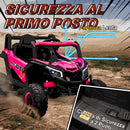 Macchina Elettrica per Bambini UTV 12V con Cintura Telecomando Sospensioni USB 3-7 km/h Rosa      