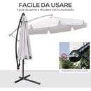 Ombrellone da Giardino a Braccio Ø265x265H cm con Apertura a Manovella Grigio   