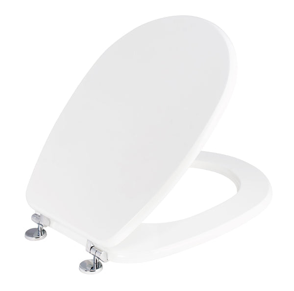 acquista Copriwater Universale 35,8x46 cm in MDF Cerniere in Metallo Cromato Liuto Bianco Lucido