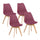 Set 4 Sedie 53,5x48,5x83 cm in Polipropilene e Similpelle Candice Bordeaux