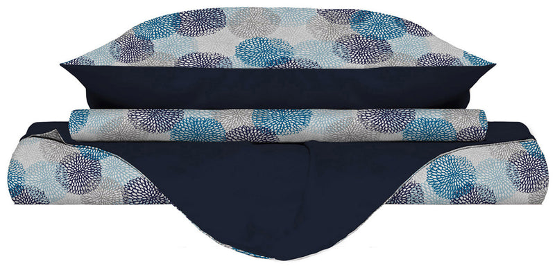 Copripiumino Double Face con Federe Stampato Soffioni Blu