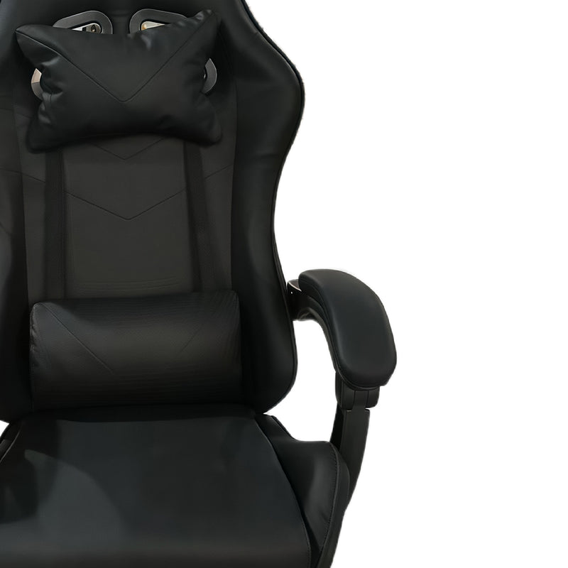 Sedia da Gaming Ergonomica con Poggiapiedi e Cuscini in PVC Nero      