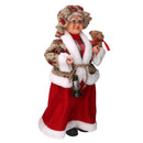 Babbo natale in tessuto signora uccellini rosso cm xh45