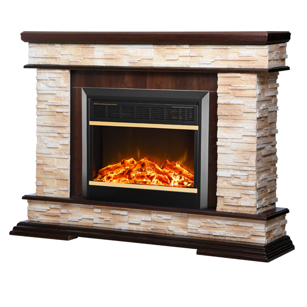 Camino Elettrico da Pavimento 88x118x30,5 cm Effetto Fiamma 1500W Stone & Mars Noce prezzo
