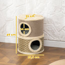 Cuccia per Gatti 35,5x35,5x49 cm Struttura Tiragraffi a Torre con 2 Nicchie Corda in Sisal e Alga Marina Cachi      