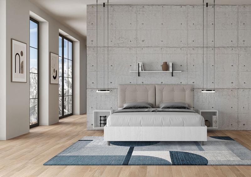 Letto Matrimoniale Struttura Bianco Frassico con Cuscini in Similpelle Egos Annalisa Tortora Varie Misure