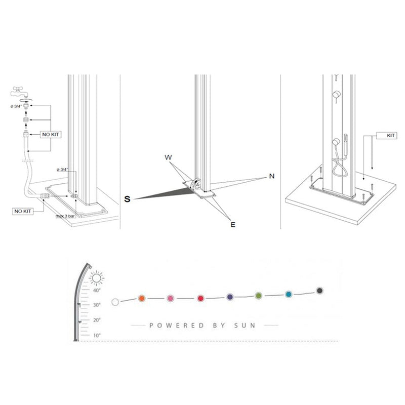 Doccia Solare da Giardino 25L Miscelatore e Lavapiedi Arkema Jolly S Grigio Antracite