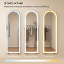 Specchio da Terra ad Arco 150x50 cm con Luci Dimmerabili e Funzione di Memoria Autoportante o da Parete Trasparente      