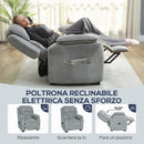 Poltrona Reclinabile 150° con Poggiapiedi Telecomando e Tasca Laterale 96x90x103 cm Effetto Velluto Grigio      