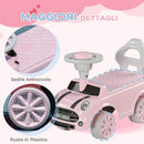 Macchina Cavalcabile per Bambini 18-36 Mesi 53x25x35 cm a Spinta Manuale con Clacson e Volante Funzionante in PP Rosa      