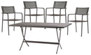 Set Tavolo Pieghevole e 4 Sedie da Giardino in Acciaio RD Italia Lola Antracite