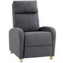 Poltrona Relax 67x87x102 cm Reclinabile Manuale 135° con Poggiapiedi in Tessuto Grigio Scuro      