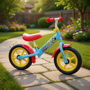 Balance Bike Bicicletta Senza Pedali per Bambini 12" Licenza Disney Mickey Azzurro e Rosso