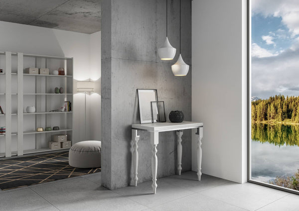 online Consolle Allungabile 90x45-90x80 cm in Nobilitato Bianco