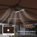 Copertura per Gazebo da Giardino 3x3 m UPF30+ a 2 Livelli in Poliestere Caffè      