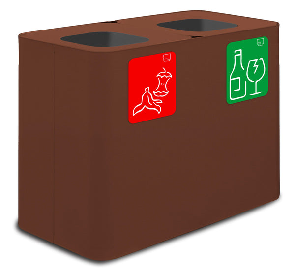 prezzo Pattumiera Sistema di Raccolta Rifiuti 77x38xh50 cm In Acciaio Verniciato 2 Scomparti Marrone
