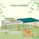 Gabbia per Conigli da Esterno 185x75x50 cm in Acciaio e Tessuto Oxford Verde