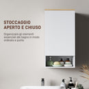 Armadietto Bagno Pensile a Muro 40x27x77 cm con Mensole Regolabili in Legno e MDF Bianco  