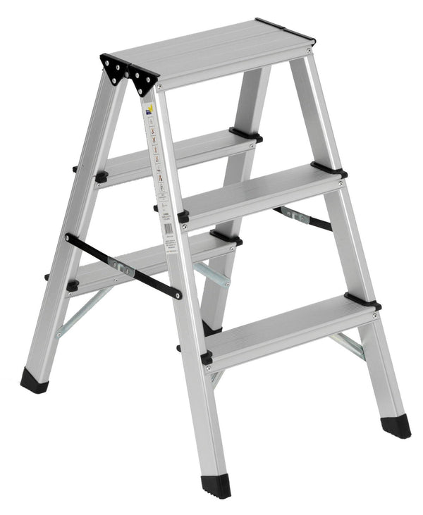 sconto Leiter klappbarer Hocker aus Aluminium Double Ascent Fadi Everest Silver