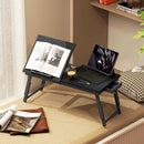 Supporto Monitor Inclinabile e Regolabile 83,5x33x23,5-34 cm con Cassetto Laterale in Legno Nero      