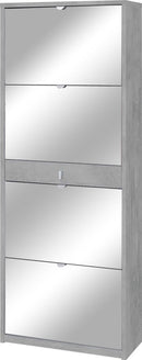 Scarpiera 4 Ante con Specchio 1 Cassetto 63x164x29 cm Cemento