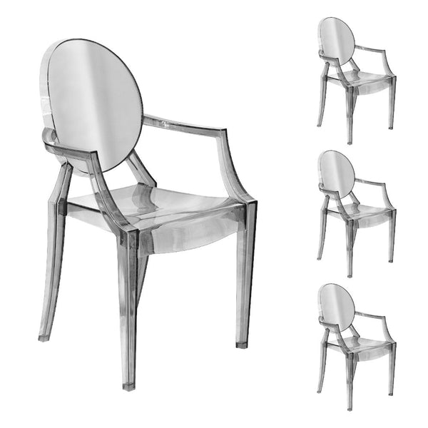 Satz von 4 Stühlen mit Armlehnen 54 x 48,5 x 92 cm aus transparentem Elizabet Indoor Polycarbonat sconto