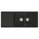 Lavello 116x50 cm 2 vasche gocciolatoio nero Samet