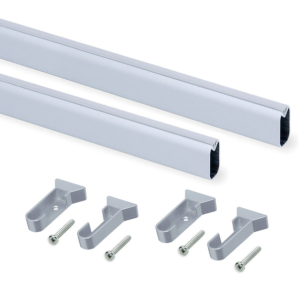 prezzo Set mit 2 Kleiderstangen für ovale Kleiderschränke mit Gummi 95 cm in Emuca matt eloxiertem Aluminium