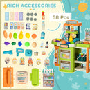 Supermercato Giocattolo per Bambini 52x29x61 cm con Cassa e Accessori Verde e Arancione
