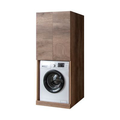 Mobile Lavanderia a Colonna per Lavatrice o Asciugatrice con 2 Ante Installabili Sopra o Sotto 70x70x174A cm in Nobilitato Unika Olmo Naturale