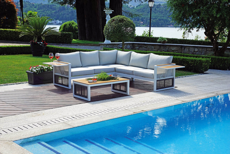 Set Salotto da Giardino in Alluminio Divano Angolare e Tavolino Vorghini Corner Odense