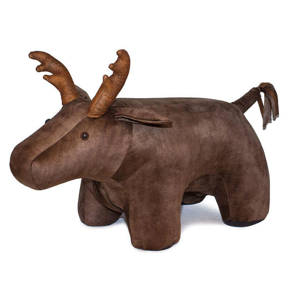 sconto Hocker Pouf Fußstütze für Kinder 72x36x34-53 cm Hirsch Big Brown Divina Home