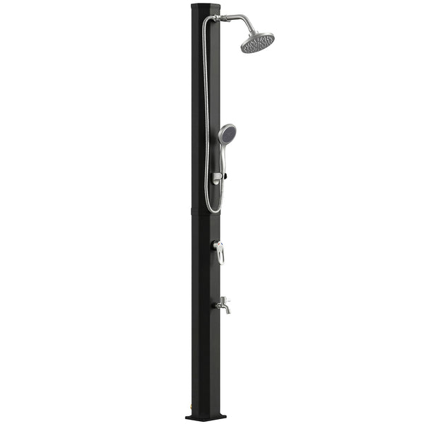Doccia Solare 18x14x215 cm Capacità 35L Protezione Antigelo 2 Soffioni Rubinetto per Piedi in Plastica e ABS Nero prezzo