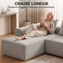 Divano Angolare 3 Posti Senza Struttura 242x178x83 cm con Seduta Ampia e Profonda in Ciniglia Grigio Chiaro      