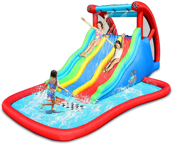 sconto Triple Racing Thunder Aufblasbares Aquatic Carousel Castle mit Happy Hop Pumpe