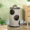 Cuccia per Gatti a 3 Livelli Ø38x70cm con Tiragraffi in Sisal e Peluche Grigio      