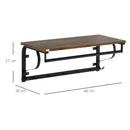 Mensola da Parete 66x30x27 cm con 7 Ganci e Asta in Acciaio e Truciolato Marrone